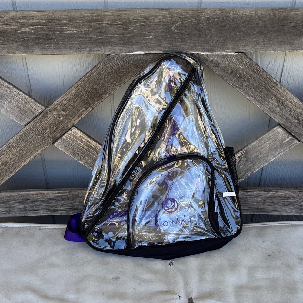 Transparent Backpack with Black and Purple Details